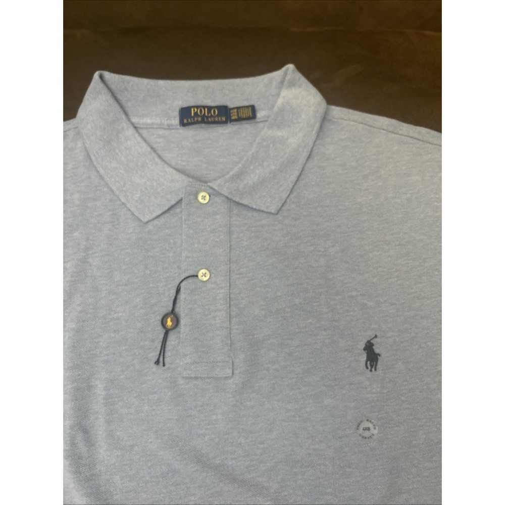 Mens Polo Ralph Lauren Classic Fit 4XB Mesh Short Sleeve Polo Shirt Blue NWOT